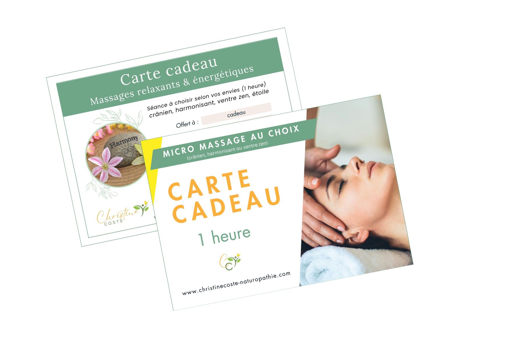 Carte Cadeau – Micro massage énergétique au choix (crânien, harmonisant ou ventre zen)